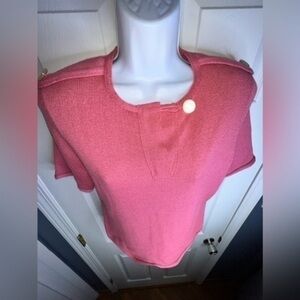 Vtg Schrader Knit Medium Pink Acrylic Short Sleeve Round Neck Sweater Top M L